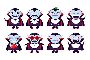 Cartoon Dracula Vampire Icon Set, an Emoji Icon by PsychocheArt