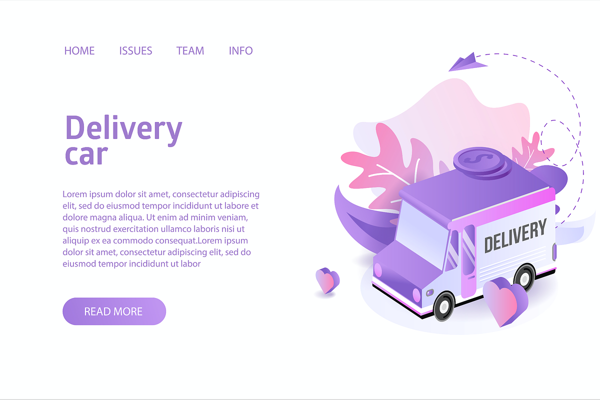 Delivery truck service landing, a Food Illustration by Alejik