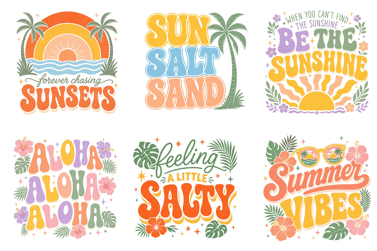 Boho Retro Summer Beach PNG Bundle, an Illustration by Dream Creation (Photo 2 of 6)