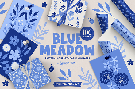 Blue Meadow Kit, a Decorative Illustration by miumiu