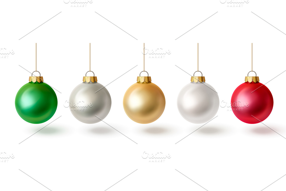 Christmas tree bauble set in 3d, an Object Illustration by art PVP - market