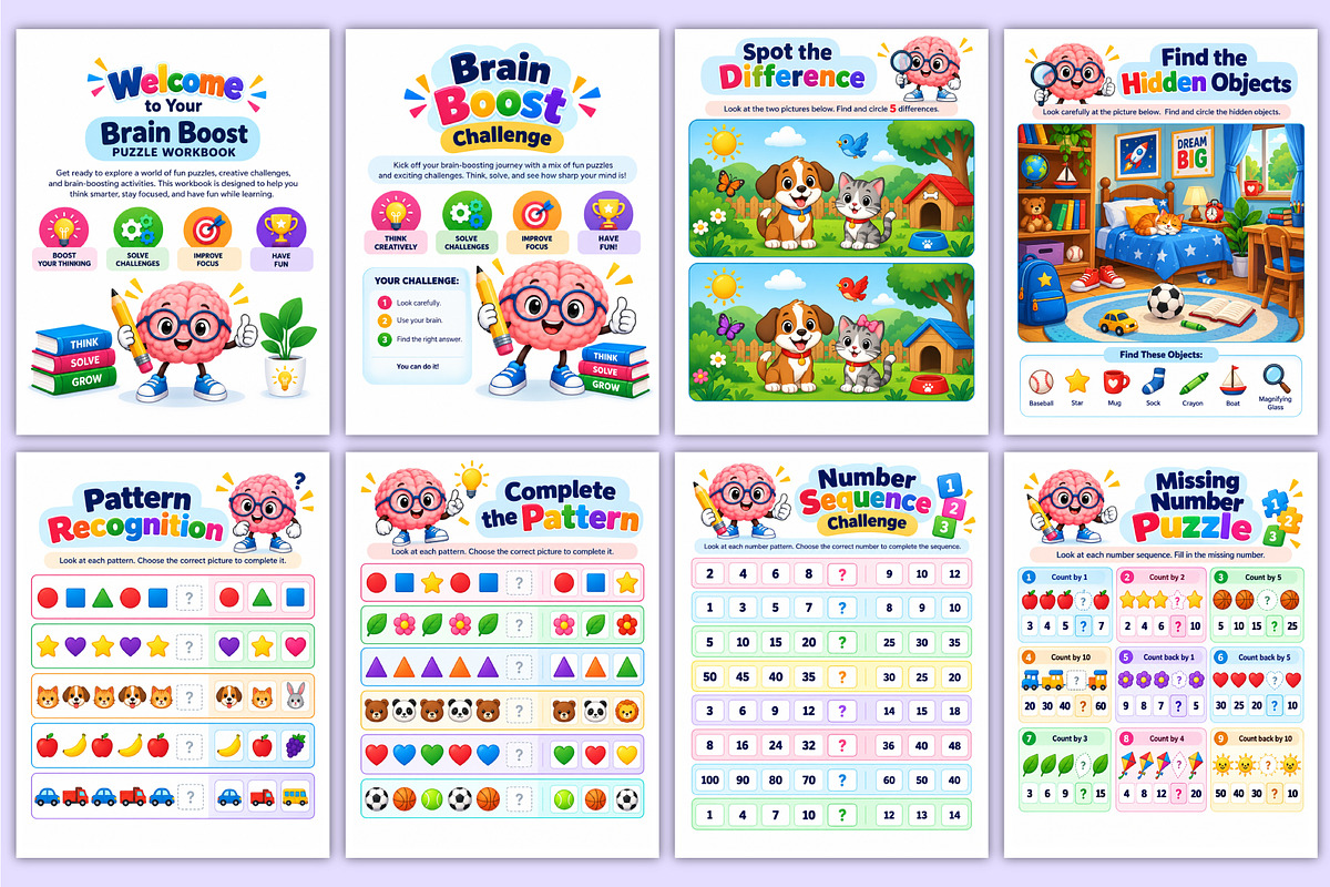 Brain Boost Puzzle Workbook | Logic, a Stationery Template by Mustafiz (Photo 2 of 4)