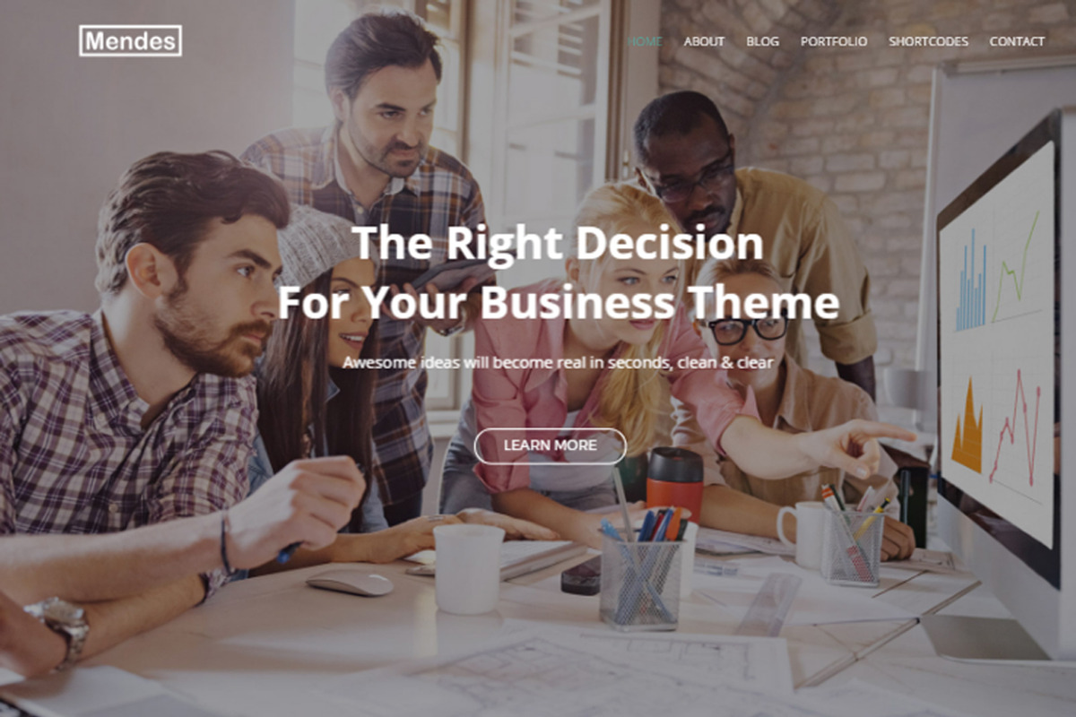 Mendes Multipurpose Blog & Portfolio, a WordPress Template by Brickthemes (Photo 1 of 6)