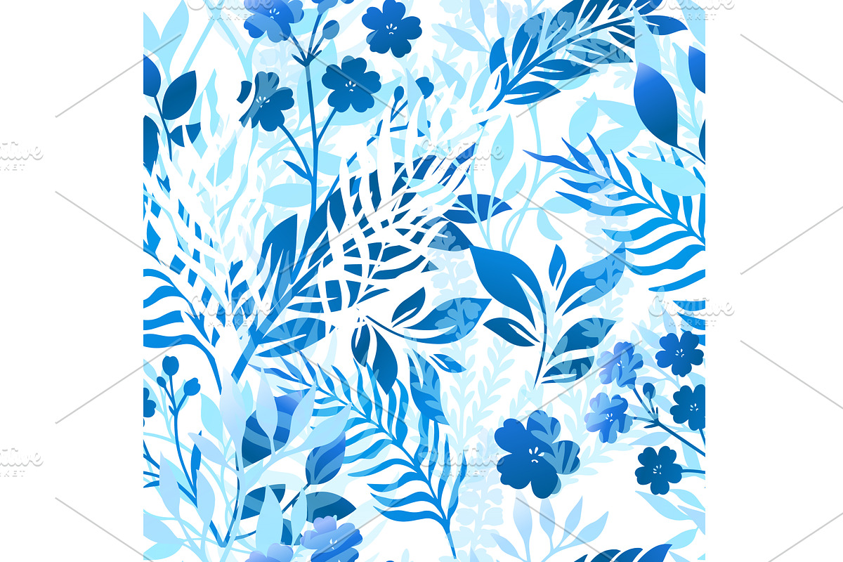 light blue seamless floral pattern, an Object Illustration by Nenahliadava Design