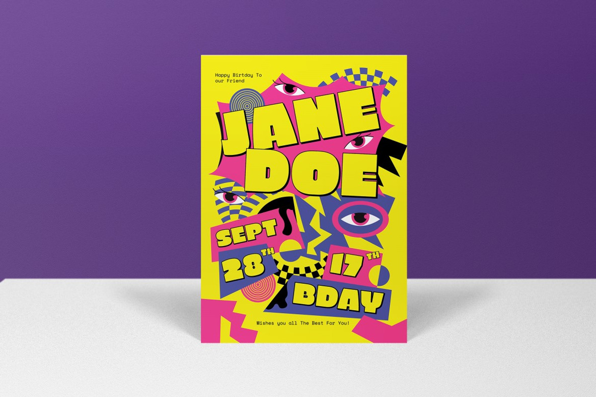 Yellow Pop Teen Birthday Invitation, an Invitation Template by graphicook (Photo 3 of 3)