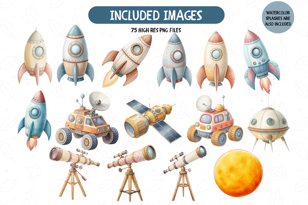 Space Astronauts Clipart Set, a Person Illustration by TatiMockup (Photo 4 of 7)