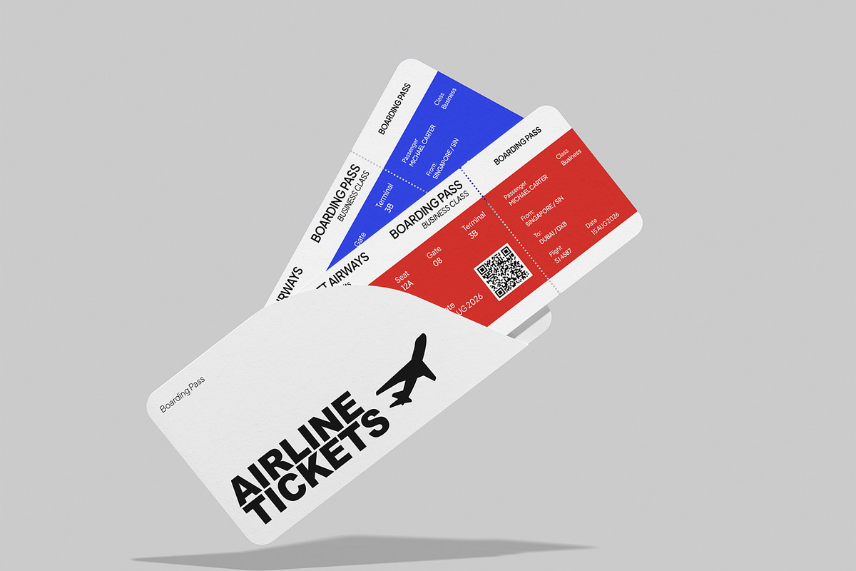 Plane Ticket Mockup, a Merchandise Mockup by Unerispace (Photo 2 of 5)