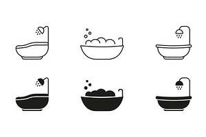 Bathtub And Shower Icons, an Object Illustration by Gentle Studio