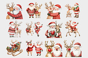 Santa and Reindeer Clipart, a Seasonal Illustration by Design Market (Thumbnail 3 of 4)