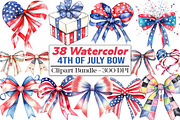Watercolor 4th of july Bow, an Illustration by DreamCafeArt (Thumbnail 1 of 5)