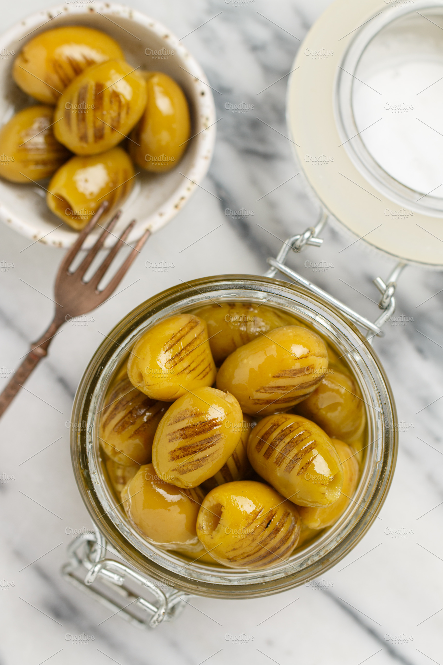 Grilled green olives, a Food & Drink Photo by La_Vanda