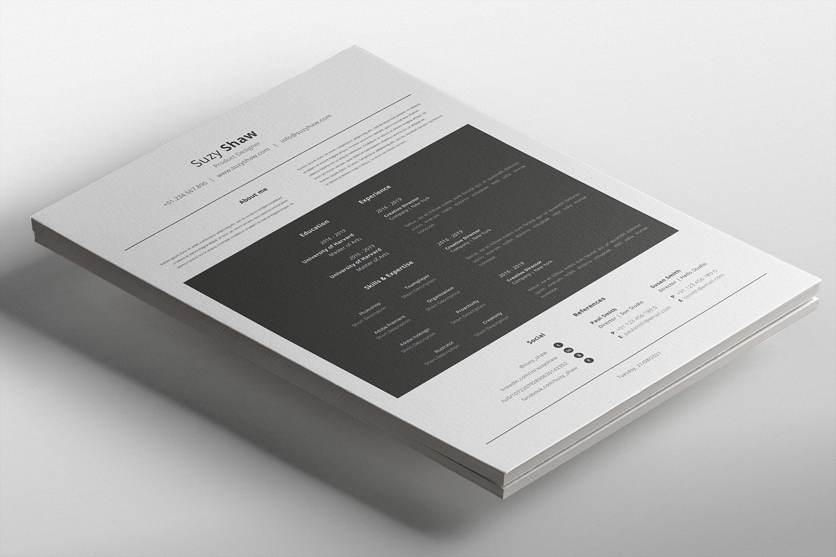 Suzy Resume Template, a Resume Template by Nina Shaw (Photo 4 of 11)