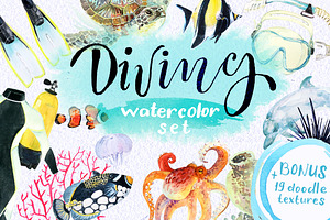 Diving watercolor set