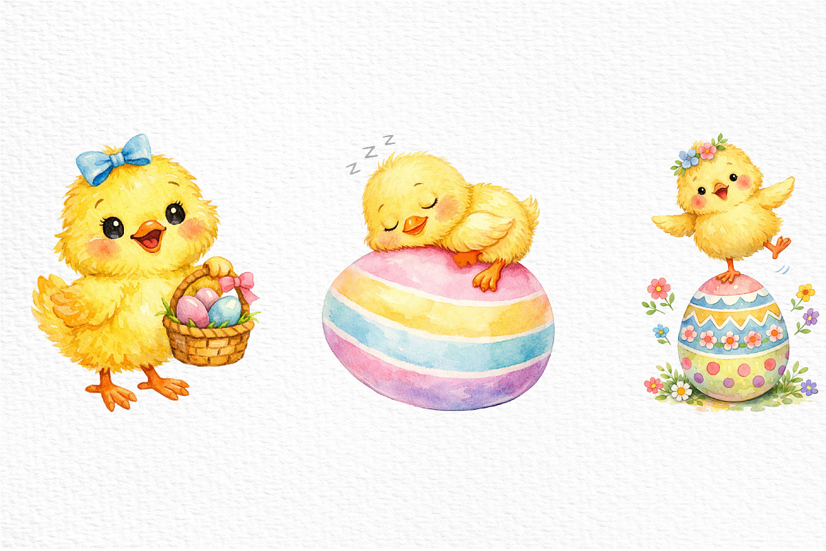 Whimsical Easter Chick Clipart, an Illustration by Craft Nest (Photo 4 of 5)