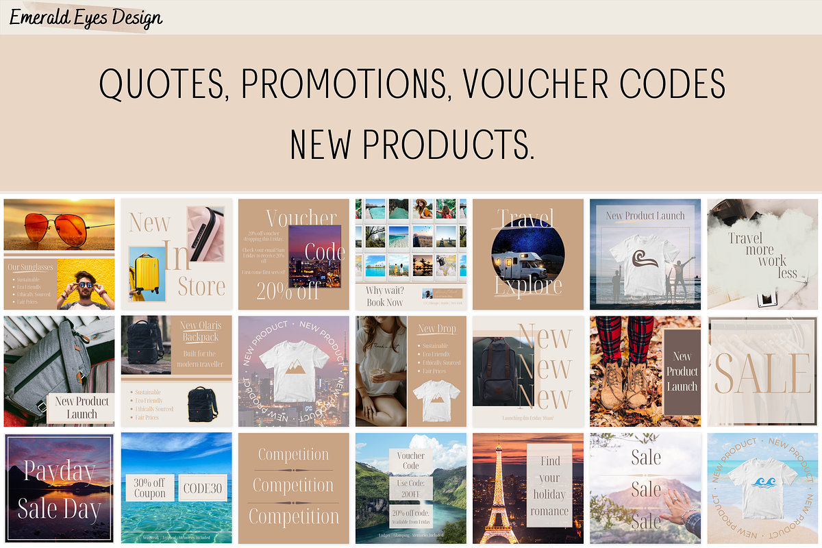 390 Travel Canva Instagram Neutral, a Social Media Template by Emerald Eyes Design (Photo 3 of 11)