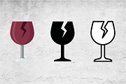 Broken Wine Glass Icons, an Outline Icon by Artonix (Thumbnail 2 of 2)