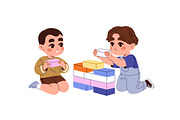 Happy kids play games with toys set, a Person Illustration by PaperTrident (Thumbnail 4 of 12)