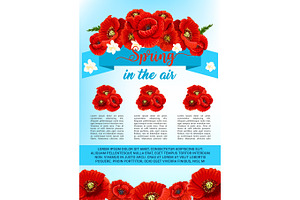 Vector Spring Poster Of Poppy Flowers Wreath