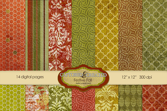 Festive Fall Digital Paper Pack-14 preview 6