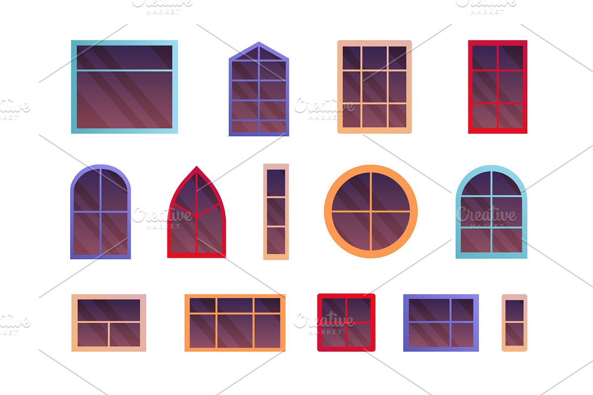 Cartoon windows frames. Windows, an Object Illustration by Stock-Smart-Start
