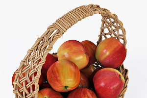 Wicker Basket 04 Natural With Apples