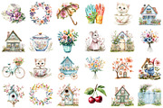 Pastel Spring Cottage Clipart, an Illustration by designcity5 (Thumbnail 2 of 5)