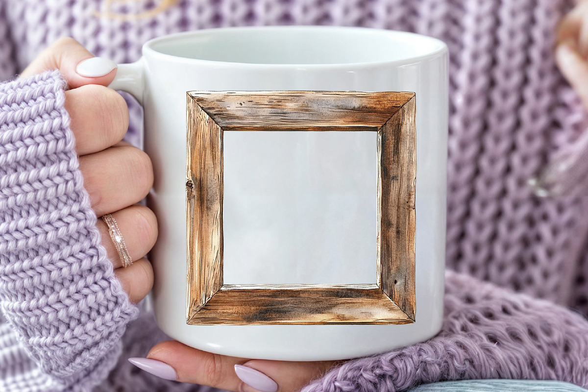 Watercolor Wooden Frame Clipart, an Illustration by Rose Art (Photo 6 of 7)