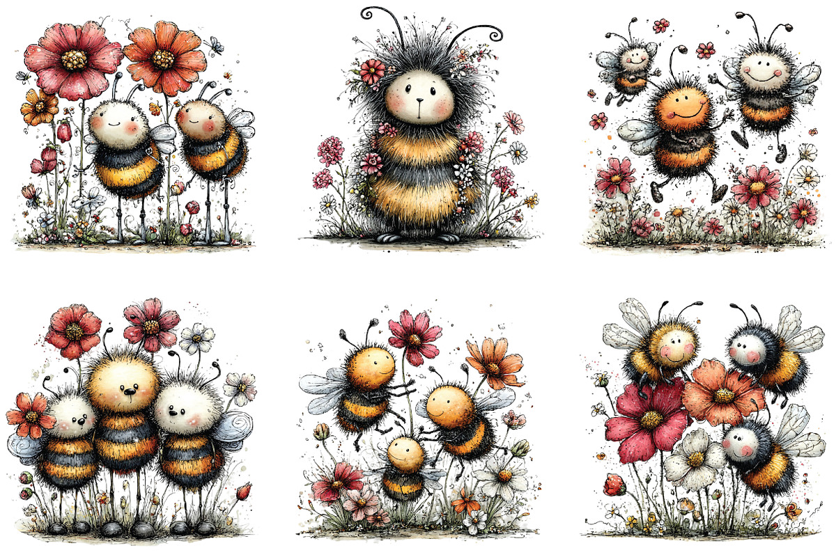 Spring Bee Flowers Clipart, an Illustration by CraftArtStudio (Photo 6 of 6)
