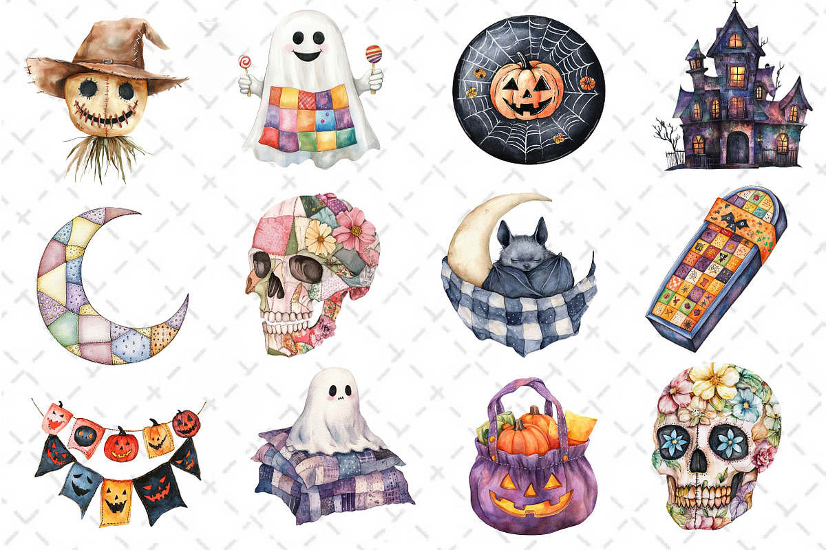 Patchwork Halloween Clipart, an Illustration by Dream Creation (Photo 3 of 4)