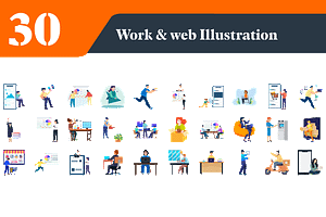 Work and Web Illustrations Bundle, a Finance Illustration by EllaMaiyaali