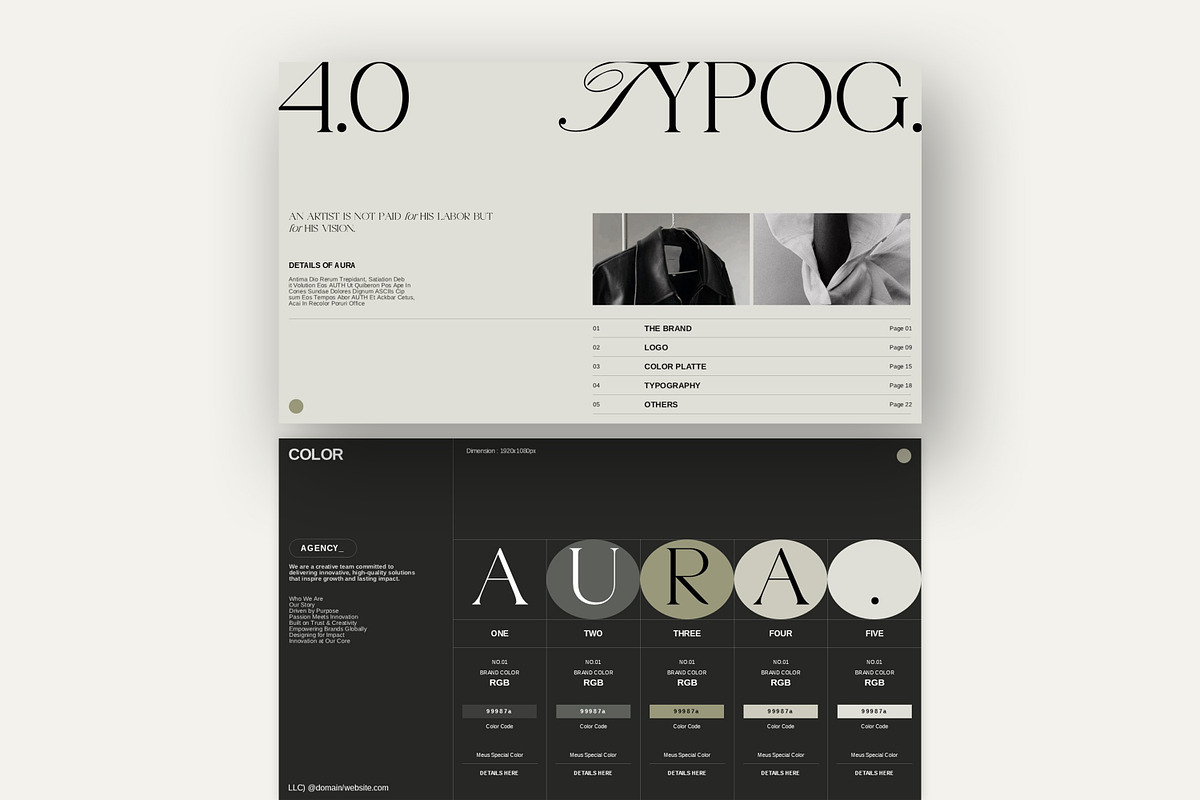 AURA Brand Guideline Presentation, a Presentation Template by GoldenPixelStudio (Photo 8 of 10)