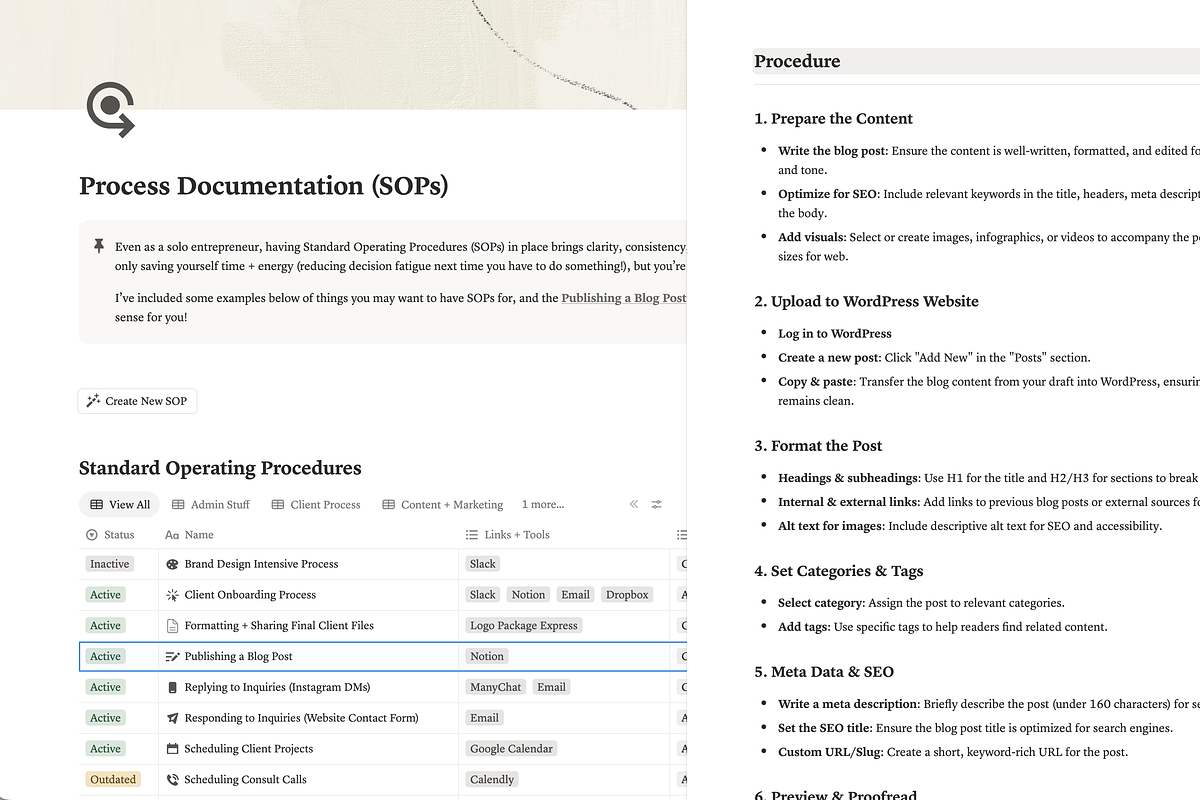 Studio Operations - Notion Bundle, a Marketing Template by MARA Design Co. (Photo 6 of 7)