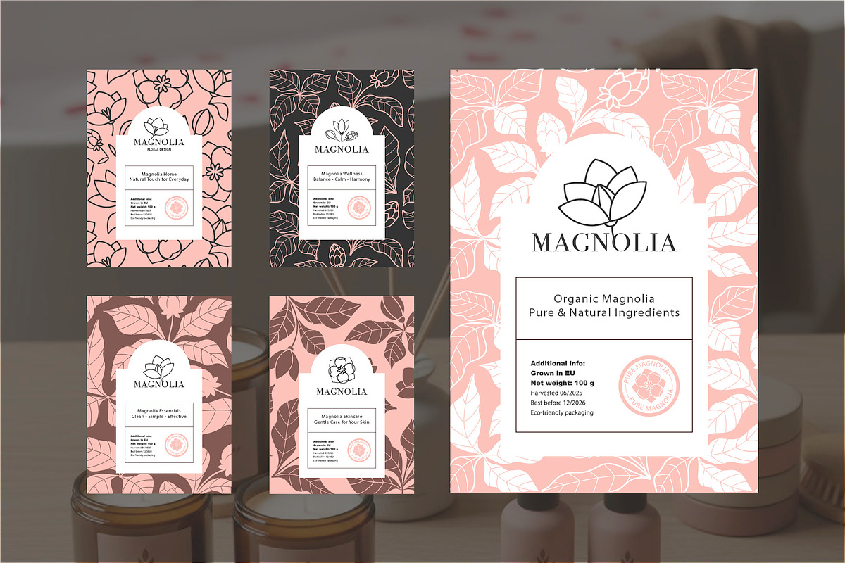 Hand-Drawn Magnolia. Linocut set, a Background Graphic by Lettering_Logo (Photo 8 of 17)