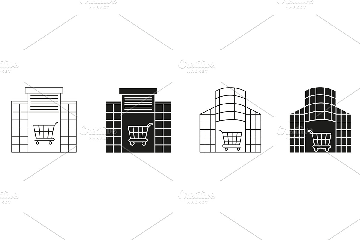 Shopping Mall With Cart Icons, an Object Illustration by Gentle Studio