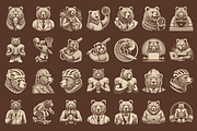 Vintage Hand-Drawn Brown Bear Design, an Animal Illustration by devastd (Thumbnail 7 of 10)