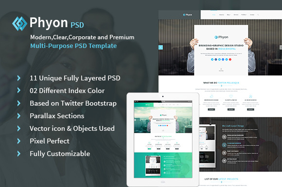 Phyon Multipurpose Responsive PSD, a Templates & Theme by pixrsofttech