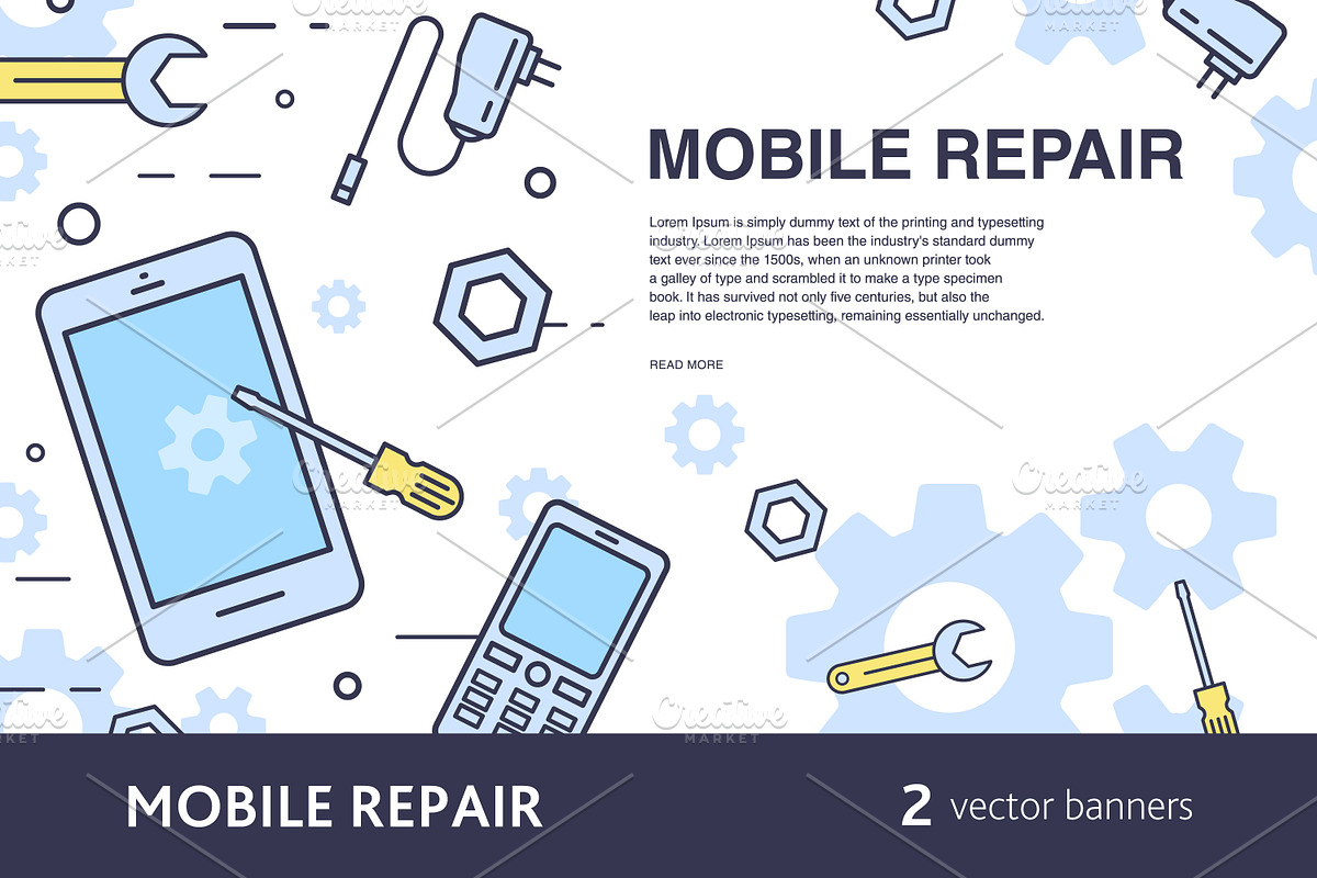 Mobile phone repair banner, a Technology Illustration by Good Studio (Photo 1 of 4)