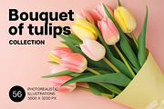 Bouquet of tulips. 56 images, a Holiday Photo by Handmadefont (Thumbnail 1 of 11)