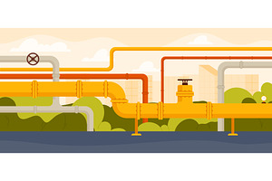 Industrial Oil Factory Pipeline, an Illustration by Flashvector