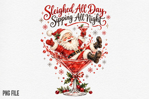 Sleighed All Day, Sipping All Night, a Seasonal Illustration by Craft Nest