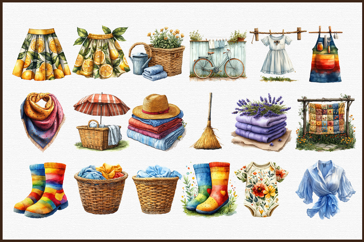 Summer Laundry Day Clipart, an Illustration by Sublimation Artist (Photo 3 of 6)