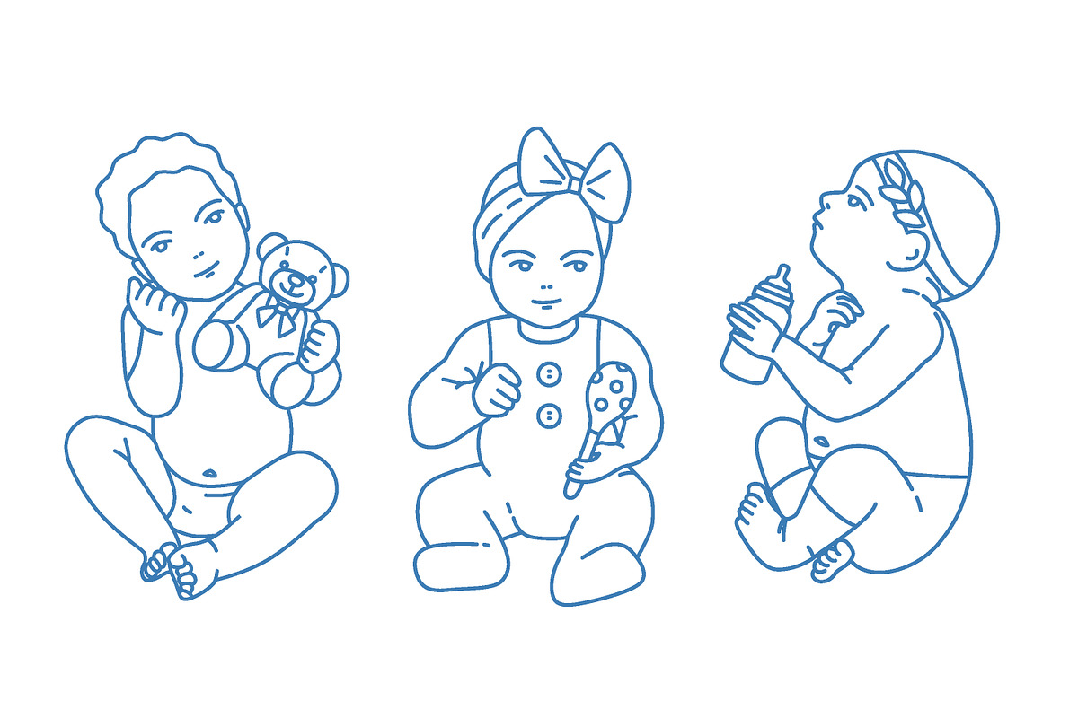 Cute baby, colored & line art set, a Person Illustration by Good Studio (Photo 2 of 6)