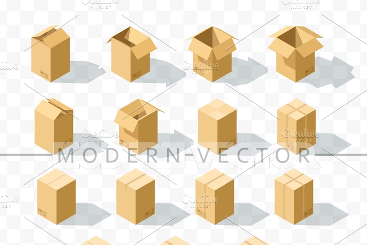 Set 15 realistic isometric boxes, an Object Graphic by Modern vector