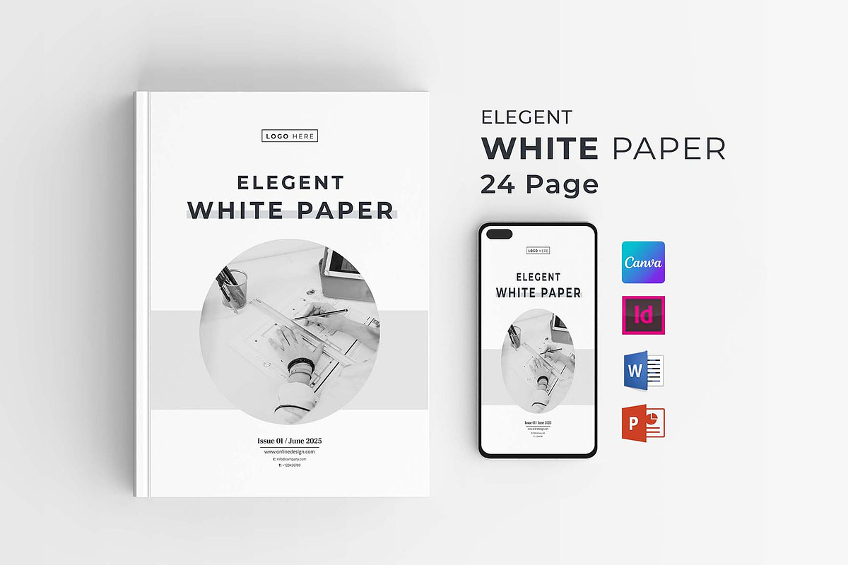 White Paper | MS Word & Canva, a Brochure Template by obayes (Photo 1 of 18)