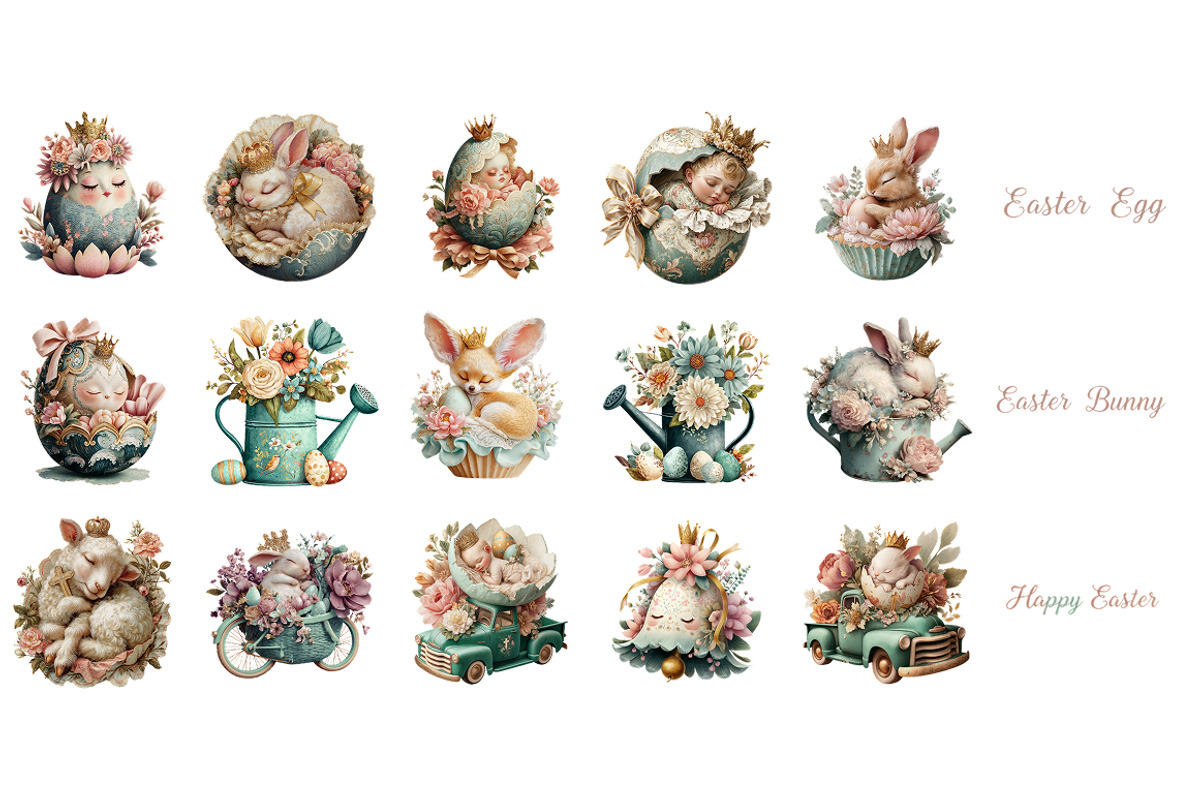 Cute Easter Baby Animals Clipart, a Seasonal Illustration by InkyQueenArt (Photo 5 of 7)