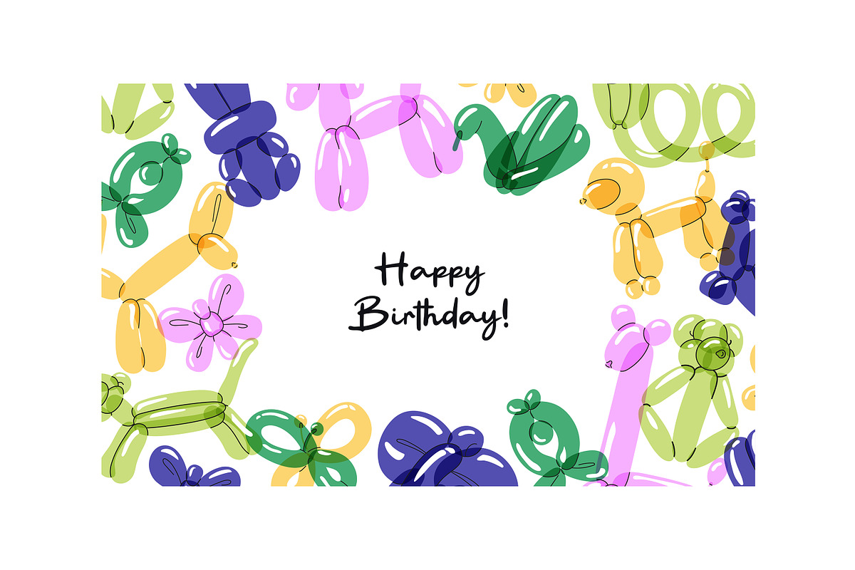 Animals balloons set + backgrounds, an Animal Illustration by PaperTrident (Photo 4 of 8)