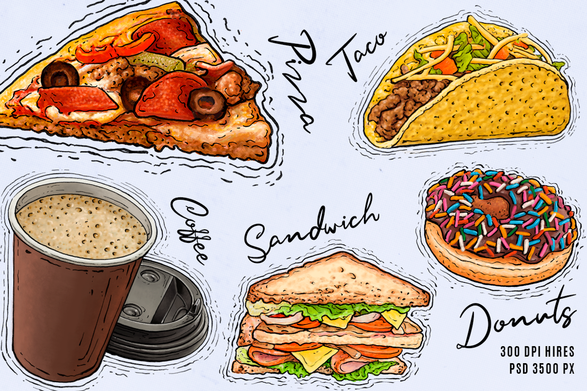 Fast food Menu Illustration, a Food Illustration by RMPL.std (Photo 2 of 3)