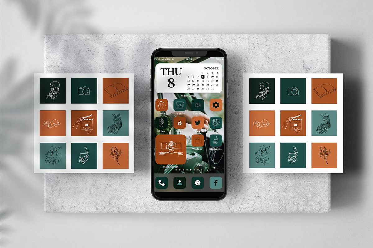 Green Boho Aesthetic iOS 14 icons, an Icon by velychko.ua (Photo 1 of 9)