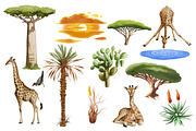 Watercolor Giraffes, an Animal Illustration by IrynaPanashii (Thumbnail 2 of 9)
