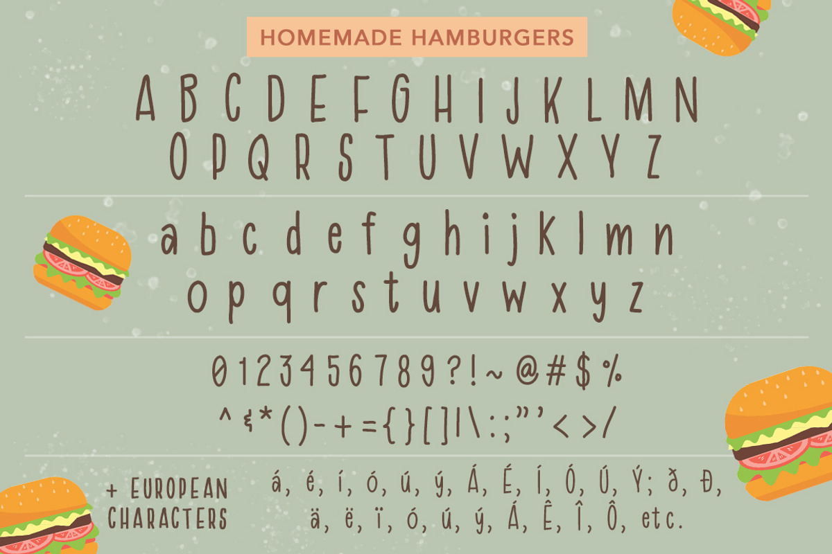 Homemade Hamburgers Font, a Sans Serif Font by Quirky Queen Media (Photo 6 of 6)